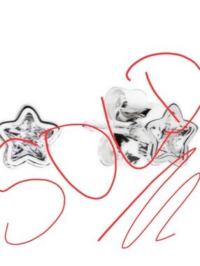 Pandora Silver Star Stud Earrings with Sparkle Center